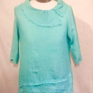 🐠🌴COOL BLUE LAYERED LINEN BLOUSE 🐳🌺